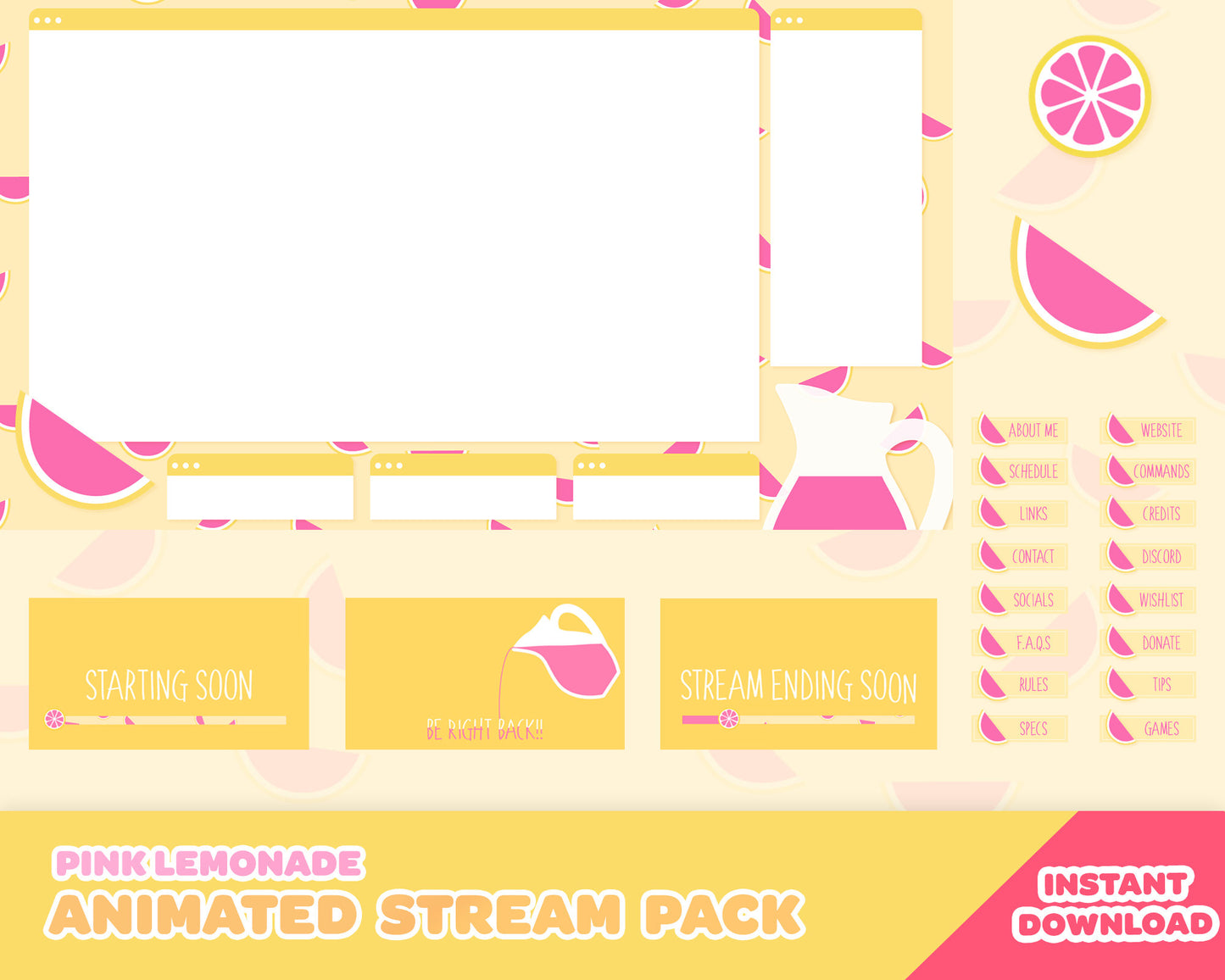 Pink Lemonade Stream Pack | INSTANT DOWNLOAD