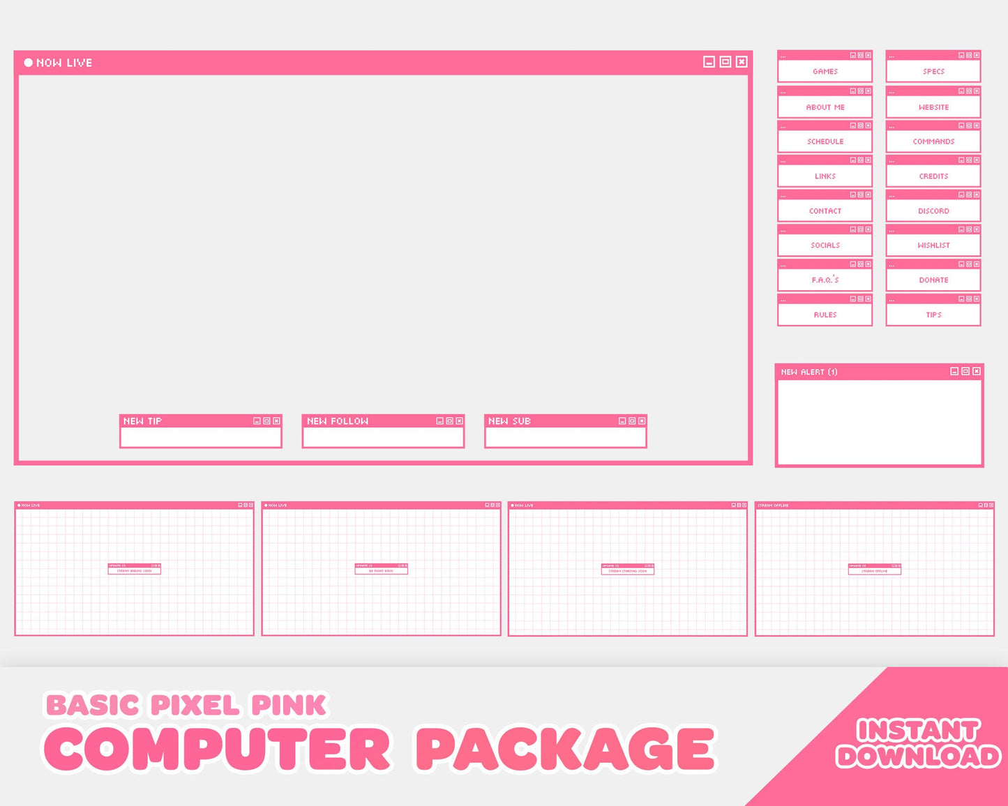 Pink Computer Stream Pack | INSTANT DOWNLOAD
