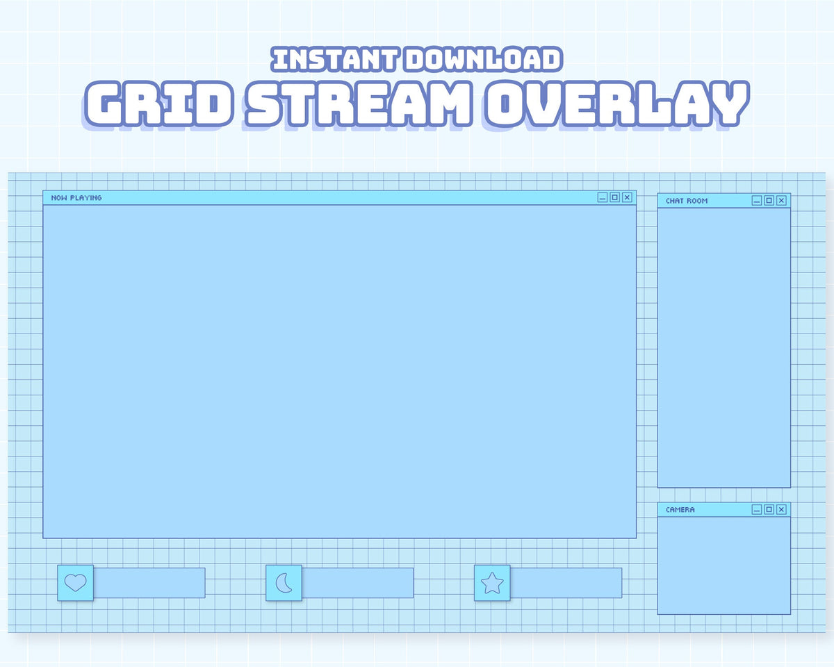 Computer Grid Overlay Blue Grid Computer Overlay | INSTANT DOWNLOAD – Whimsicolour Labs