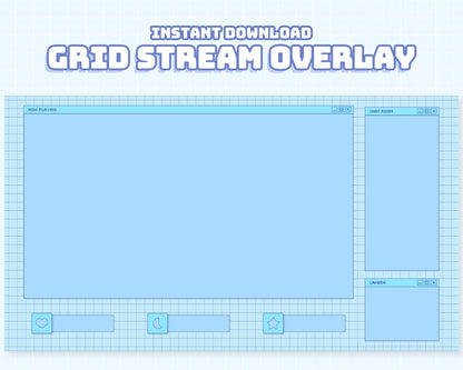 Blue Grid Computer Overlay | INSTANT DOWNLOAD