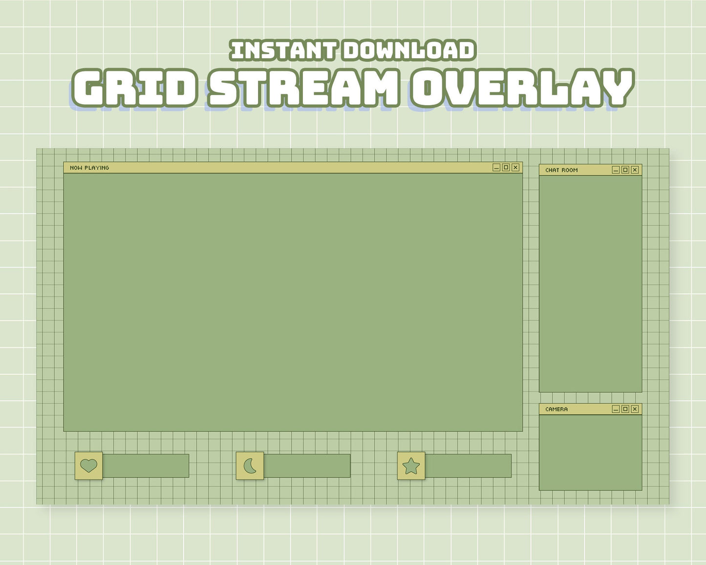 Green Grid Computer Overlay | INSTANT DOWNLOAD