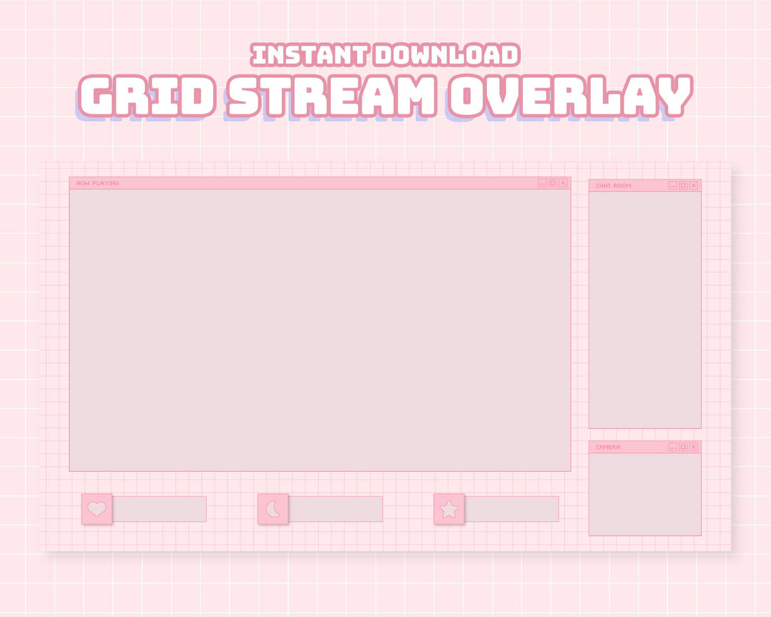 Pink Grid Computer Overlay | INSTANT DOWNLOAD â Whimsicolour Labs
