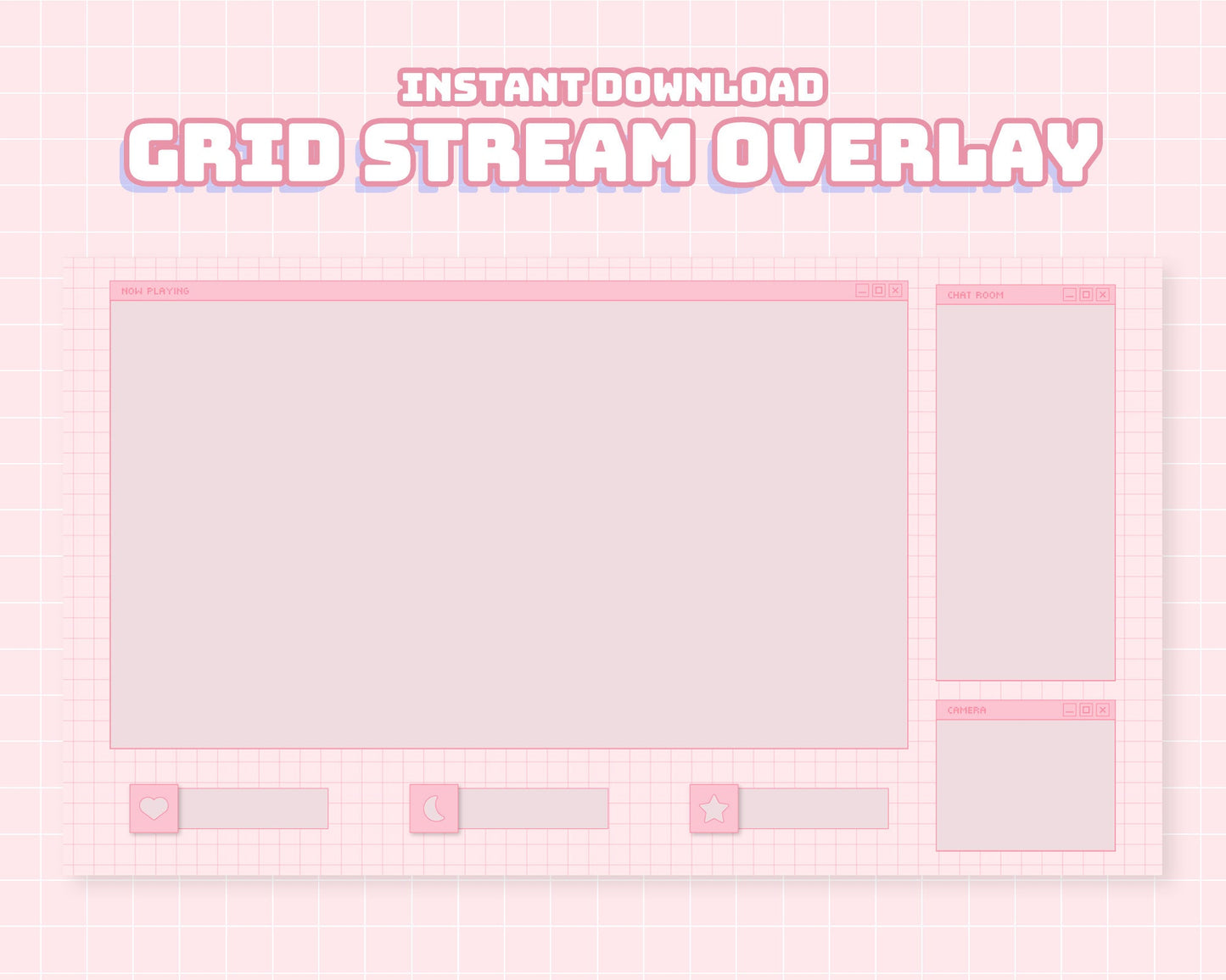 Pink Grid Computer Overlay | INSTANT DOWNLOAD